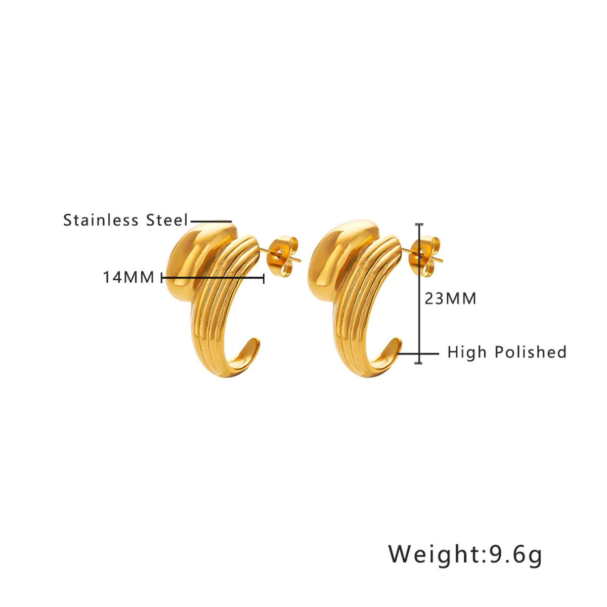 1 Pair Simple Style Classic Style Solid Color Plating 304 Stainless Steel Titanium Steel 18K Gold Plated Ear Studs