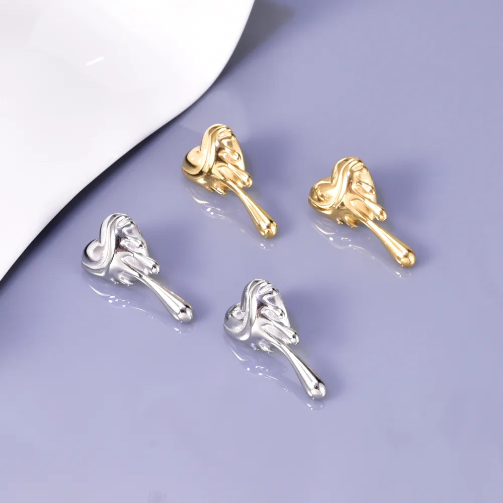 1 Pair Simple Style Classic Style Solid Color Plating 304 Stainless Steel Titanium Steel 18K Gold Plated Ear Studs