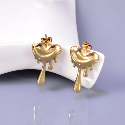 1 Pair Simple Style Classic Style Solid Color Plating 304 Stainless Steel Titanium Steel 18K Gold Plated Ear Studs