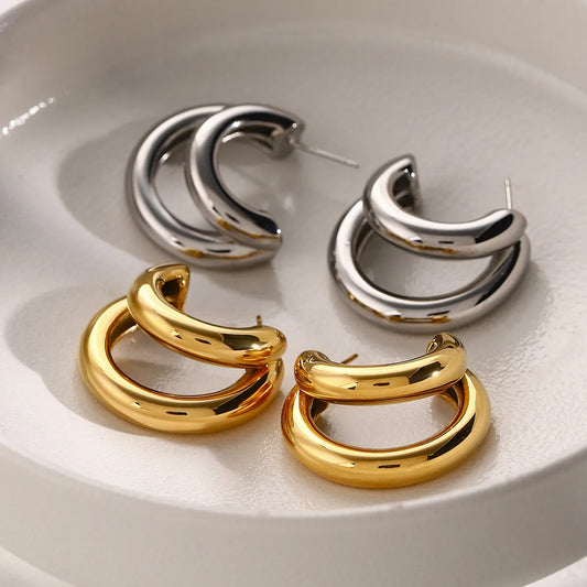 1 Pair Simple Style Classic Style Solid Color Plating 316 Stainless Steel  18K Gold Plated Ear Studs