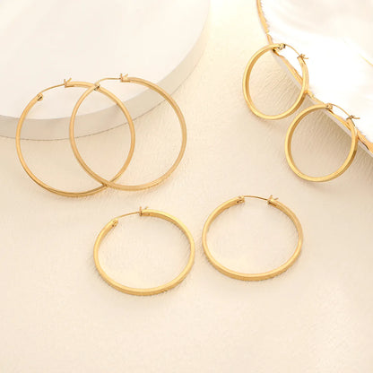 1 Pair Simple Style Classic Style Solid Color Plating 316 Stainless Steel  18K Gold Plated Earrings