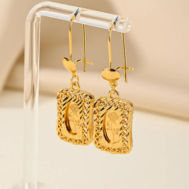 1 Pair Simple Style Classic Style Solid Color Plating Copper 18K Gold Plated Drop Earrings