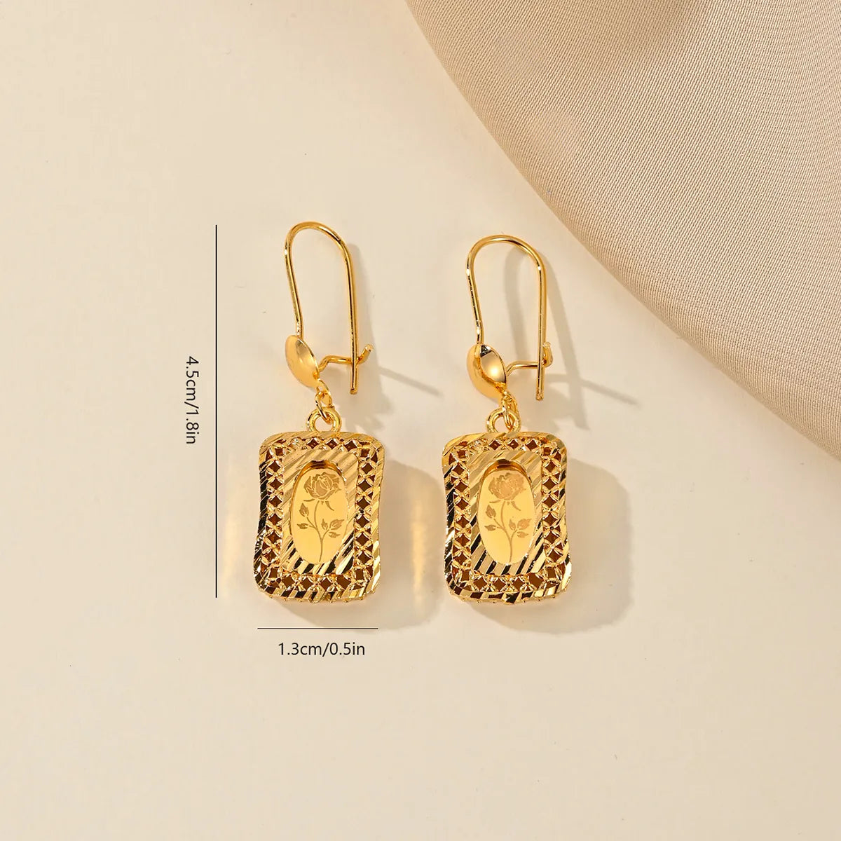 1 Pair Simple Style Classic Style Solid Color Plating Copper 18K Gold Plated Drop Earrings