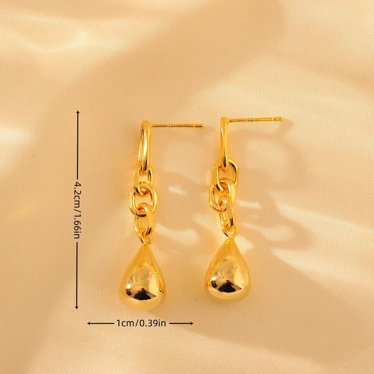 1 Pair Simple Style Classic Style Solid Color Plating Copper 18K Gold Plated Drop Earrings