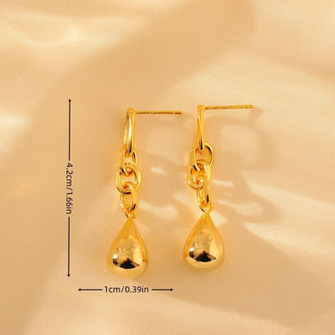 1 Pair Simple Style Classic Style Solid Color Plating Copper 18K Gold Plated Drop Earrings