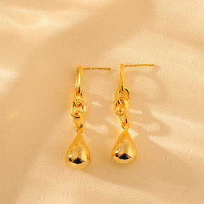 1 Pair Simple Style Classic Style Solid Color Plating Copper 18K Gold Plated Drop Earrings