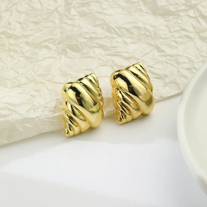 1 Pair Simple Style Classic Style Solid Color Plating Copper 18K Gold Plated Ear Studs