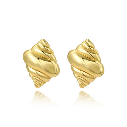 1 Pair Simple Style Classic Style Solid Color Plating Copper 18K Gold Plated Ear Studs