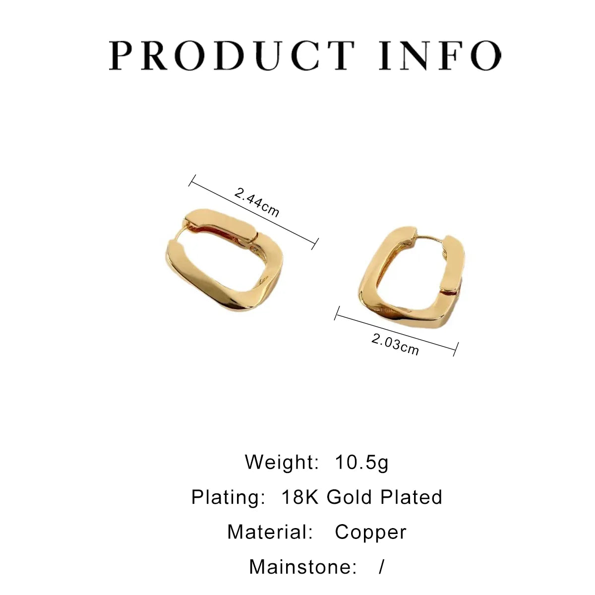 1 Pair Simple Style Classic Style Solid Color Plating Copper 18K Gold Plated Earrings