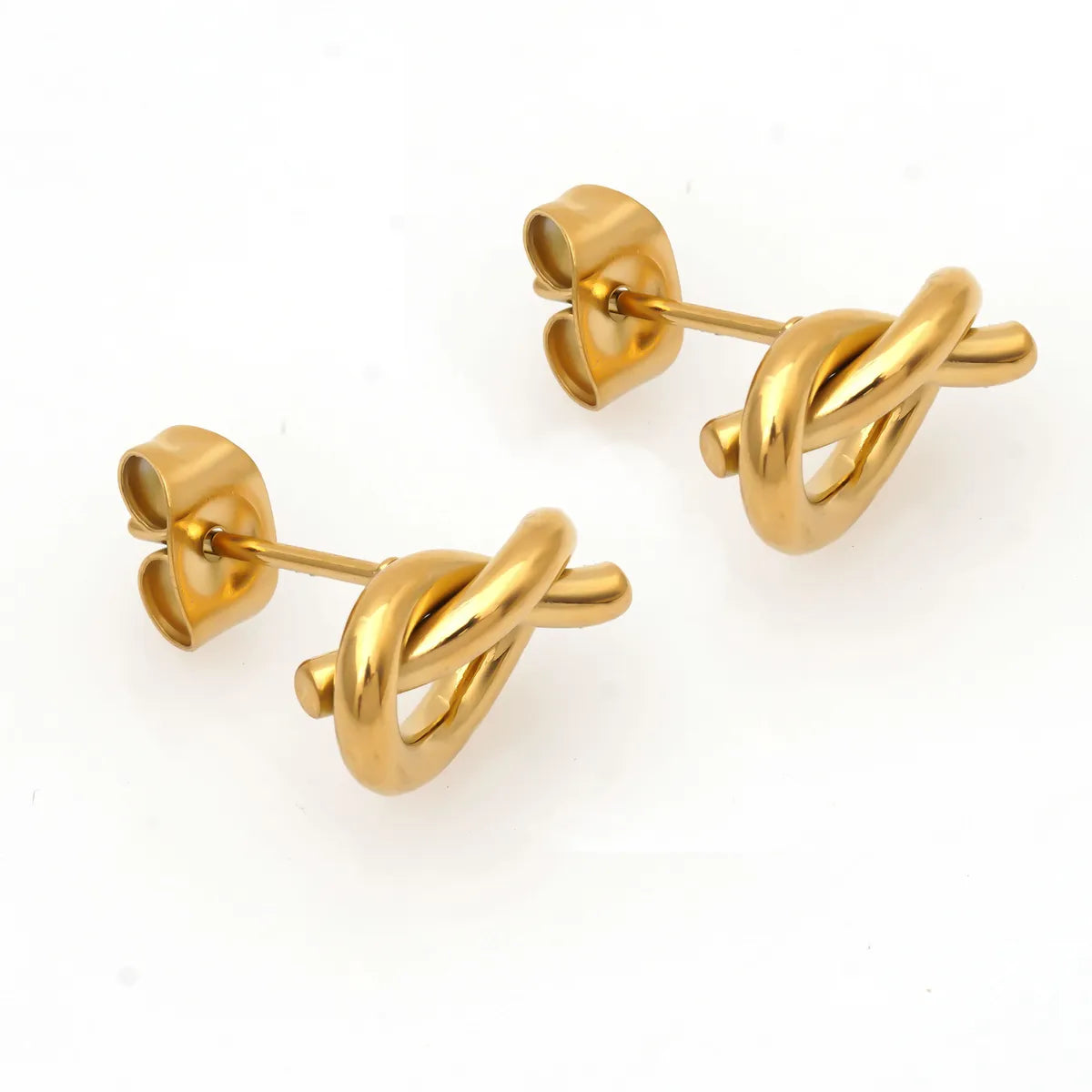 1 Pair Simple Style Classic Style Solid Color Plating Inlay 304 Stainless Steel Artificial Pearls Natural Stone 18K Gold Plated Ear Studs