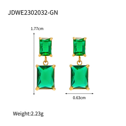 1 Pair Simple Style Classic Style Solid Color Plating Inlay 304 Stainless Steel Zircon 18K Gold Plated Ear Studs