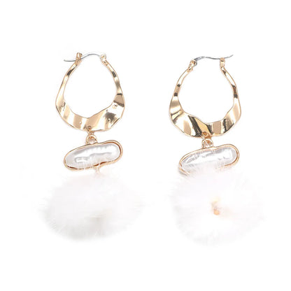 1 Pair Simple Style Classic Style Solid Color Plating Inlay Alloy Pearl Gold Plated Drop Earrings