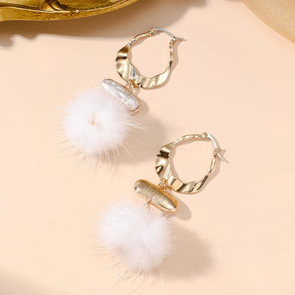 1 Pair Simple Style Classic Style Solid Color Plating Inlay Alloy Pearl Gold Plated Drop Earrings