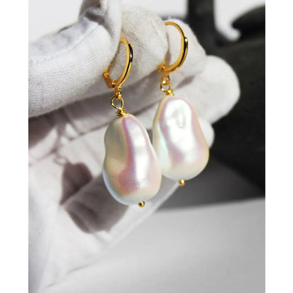 1 Pair Simple Style Classic Style Solid Color Plating Inlay Brass Pearl 24K Gold Plated Drop Earrings