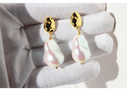 1 Pair Simple Style Classic Style Solid Color Plating Inlay Brass Pearl 24K Gold Plated Drop Earrings