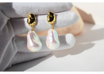 1 Pair Simple Style Classic Style Solid Color Plating Inlay Brass Pearl 24K Gold Plated Drop Earrings