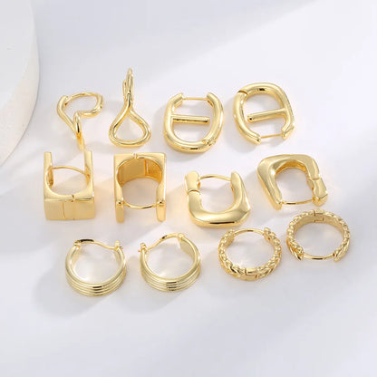 1 Pair Simple Style Classic Style Solid Color Plating Inlay Brass Zircon 18K Gold Plated Ear Studs