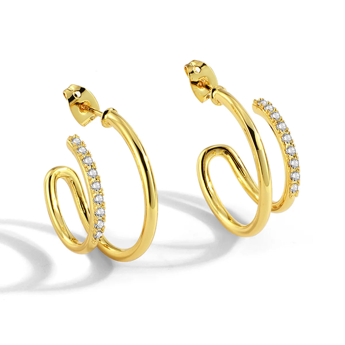 1 Pair Simple Style Classic Style Solid Color Plating Inlay Brass Zircon 18K Gold Plated Ear Studs