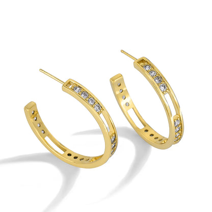 1 Pair Simple Style Classic Style Solid Color Plating Inlay Brass Zircon 18K Gold Plated Ear Studs