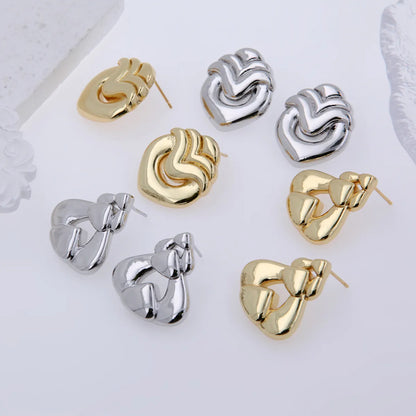 1 Pair Simple Style Classic Style Solid Color Plating Inlay Copper 18K Gold Plated Ear Studs