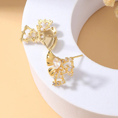 1 Pair Simple Style Classic Style Solid Color Plating Inlay Copper Zircon 18K Gold Plated Ear Studs