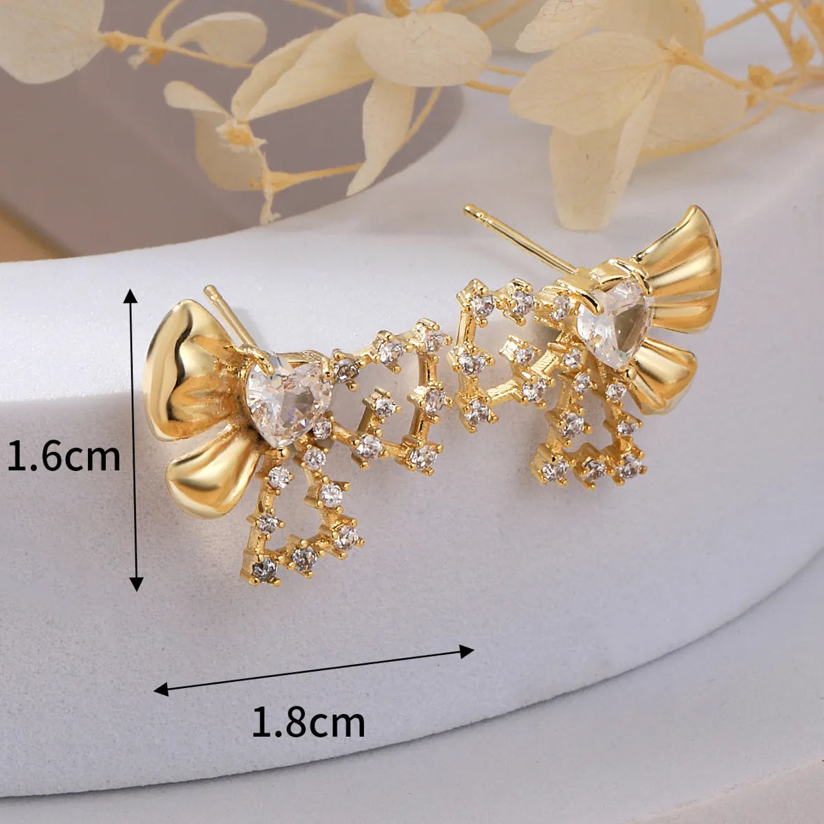 1 Pair Simple Style Classic Style Solid Color Plating Inlay Copper Zircon 18K Gold Plated Ear Studs