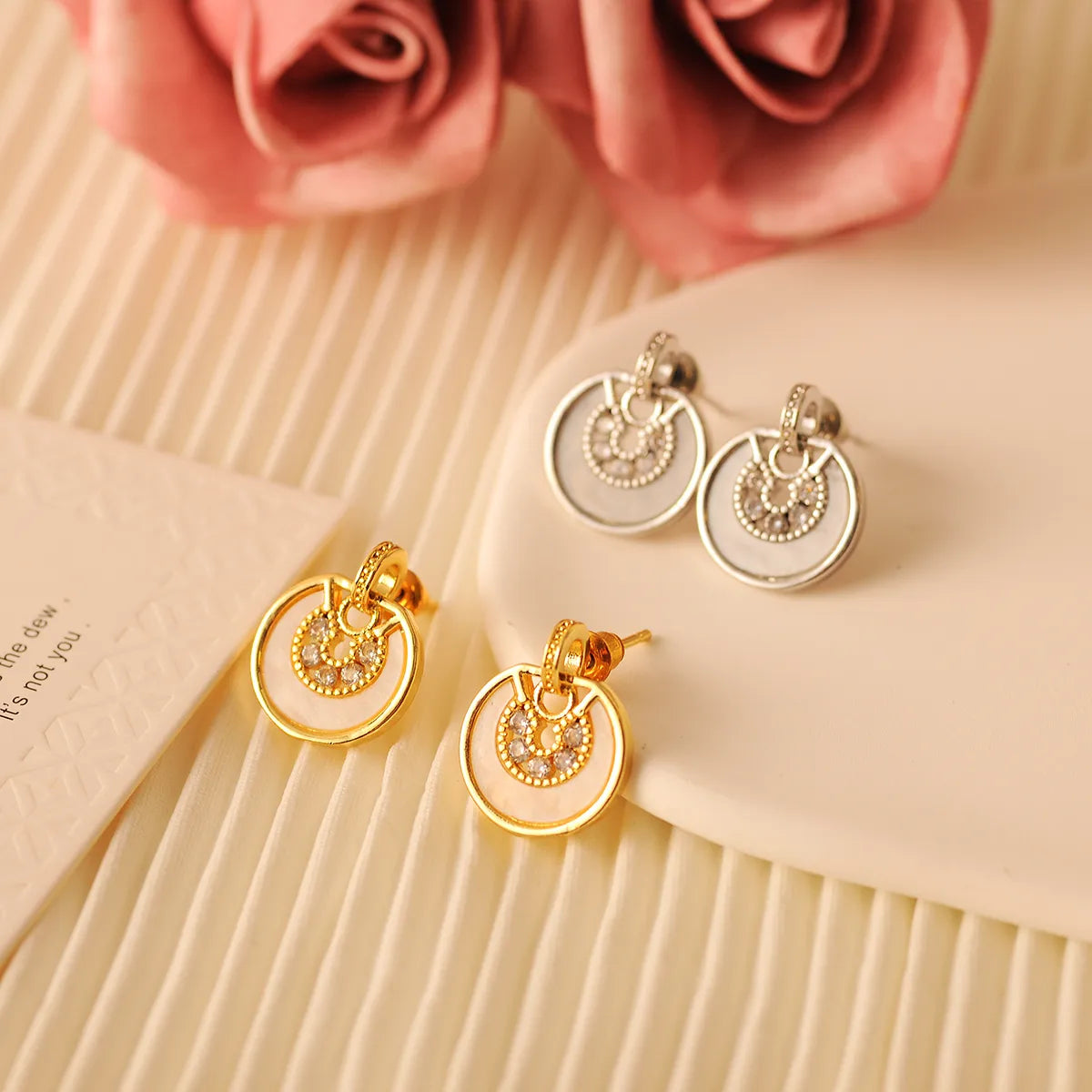 1 Pair Simple Style Classic Style Solid Color Plating Inlay Copper Zircon 18K Gold Plated Ear Studs