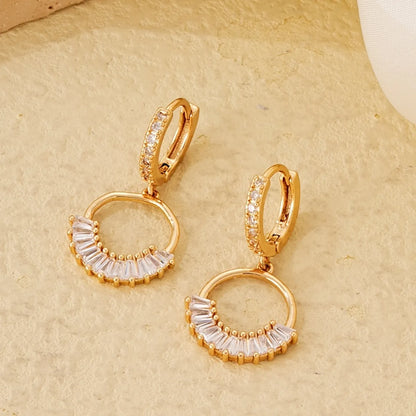 1 Pair Simple Style Classic Style Solid Color Plating Inlay Copper Zircon Gold Plated Earrings