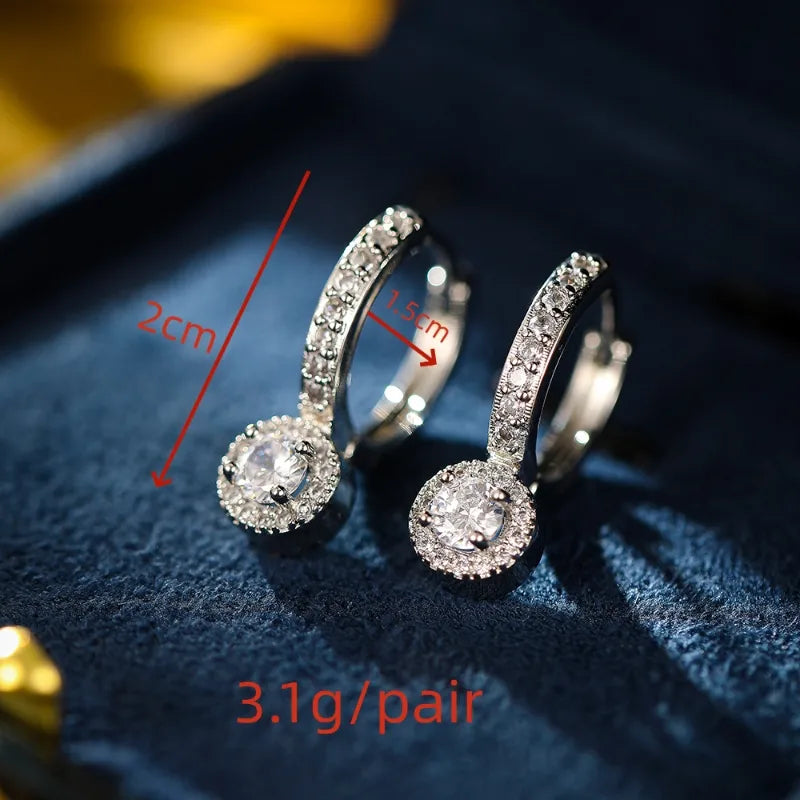 1 Pair Simple Style Classic Style Solid Color Plating Inlay Copper Zircon Gold White  Earrings