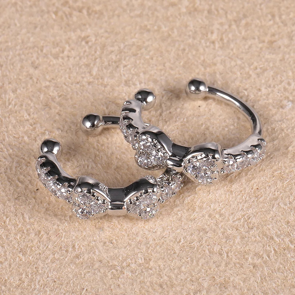 1 Pair Simple Style Classic Style Solid Color Plating Inlay Copper Zircon White Gold Plated Ear Cuffs