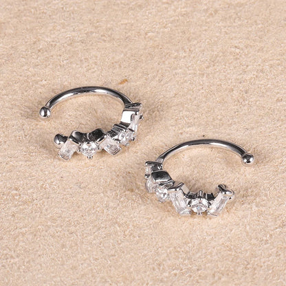 1 Pair Simple Style Classic Style Solid Color Plating Inlay Copper Zircon White Gold Plated Ear Cuffs