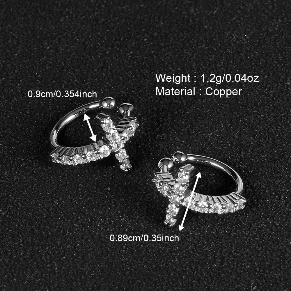 1 Pair Simple Style Classic Style Solid Color Plating Inlay Copper Zircon White Gold Plated Ear Cuffs