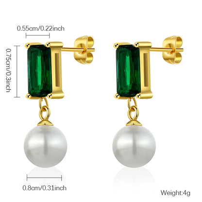 1 Pair Simple Style Classic Style Solid Color Plating Inlay Stainless Steel Titanium Steel Pearl Zircon Gold Plated Ear Studs