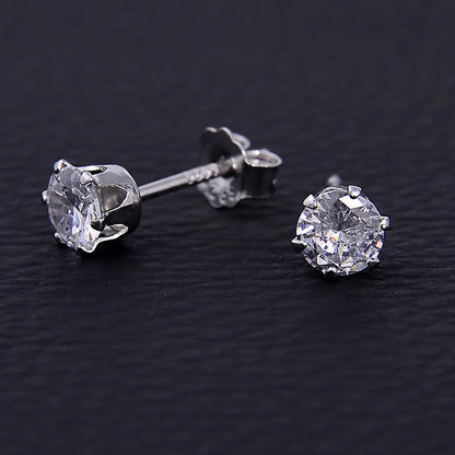 1 Pair Simple Style Classic Style Solid Color Plating Inlay Sterling Silver Zircon White Gold Plated Rhodium Plated Ear Studs