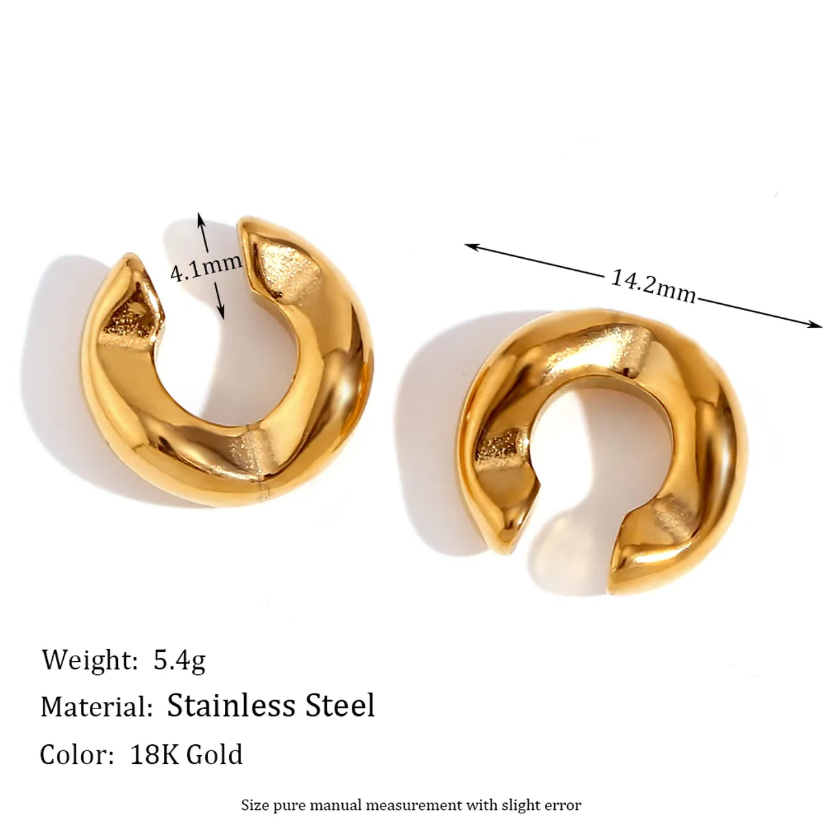 1 Pair Simple Style Classic Style Solid Color Plating Stainless Steel 18k Gold Plated Ear Cuffs