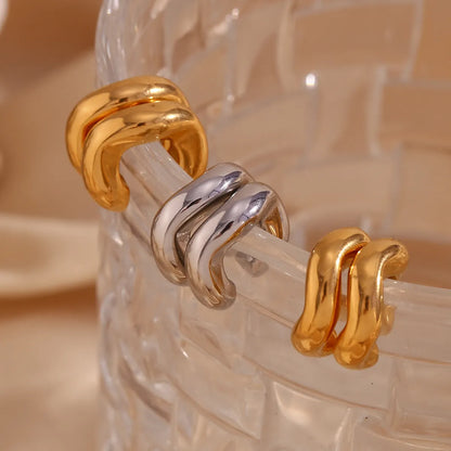 1 Pair Simple Style Classic Style Solid Color Plating Stainless Steel 18k Gold Plated Ear Cuffs