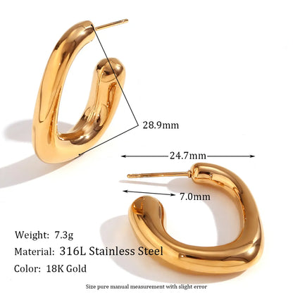 1 Pair Simple Style Classic Style Solid Color Plating Stainless Steel 18k Gold Plated Ear Studs