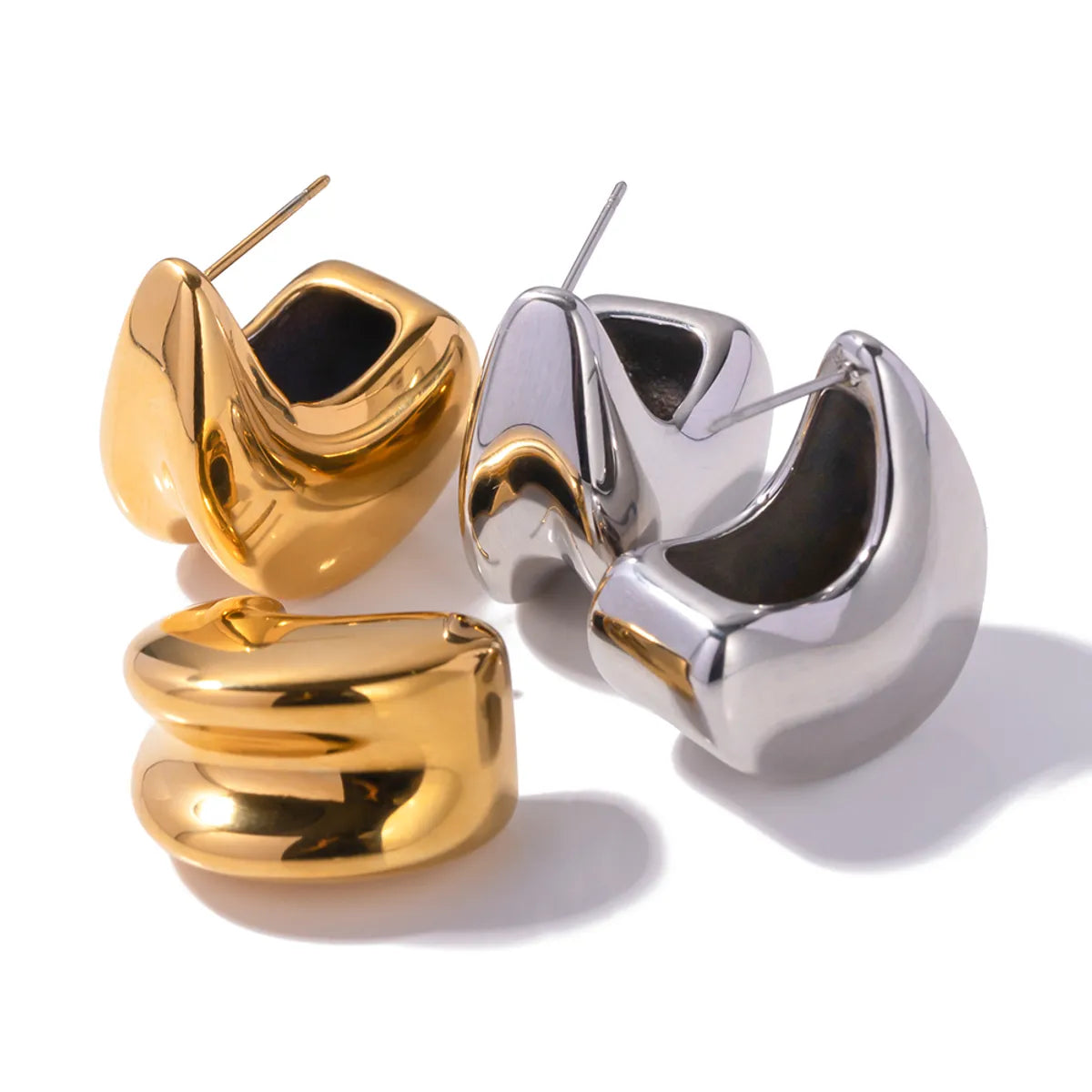 1 Pair Simple Style Classic Style Solid Color Plating Stainless Steel 18k Gold Plated Ear Studs