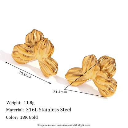 1 Pair Simple Style Classic Style Solid Color Plating 304 Stainless Steel 18K Gold Plated Ear Studs