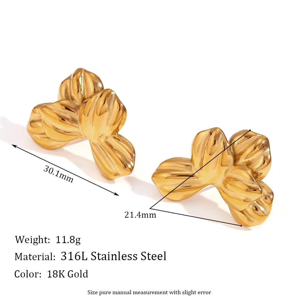 1 Pair Simple Style Classic Style Solid Color Plating 304 Stainless Steel 18K Gold Plated Ear Studs