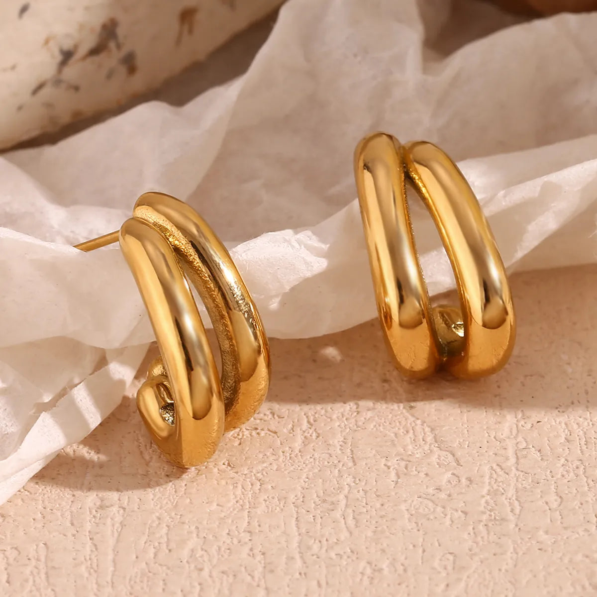 1 Pair Simple Style Classic Style Solid Color Plating Stainless Steel 18k Gold Plated Ear Studs