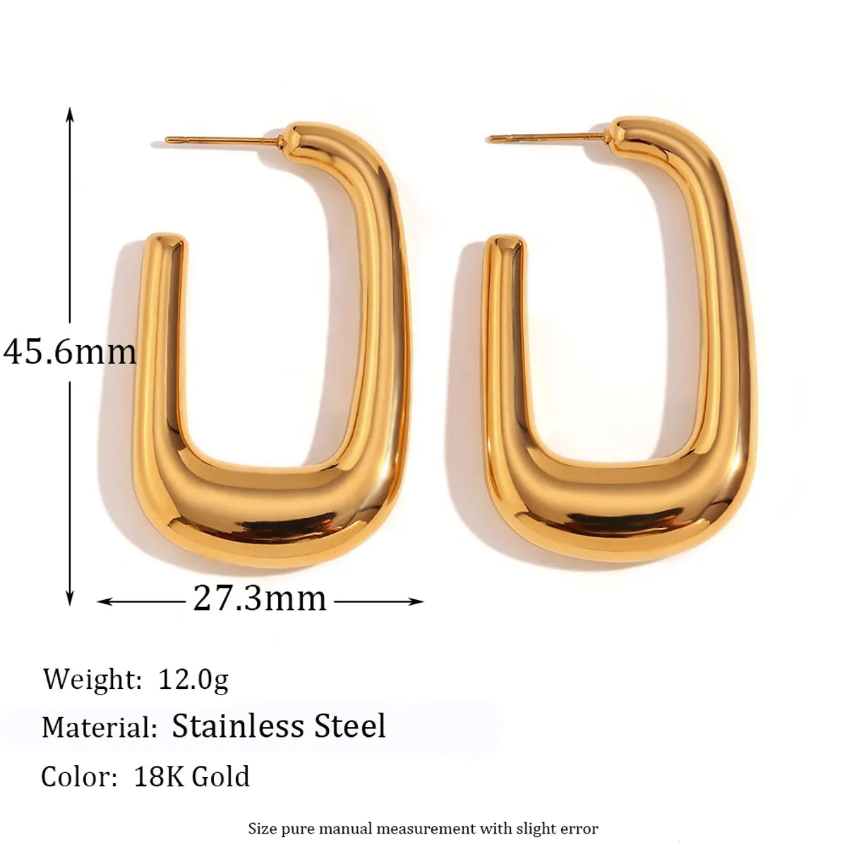 1 Pair Simple Style Classic Style Solid Color Plating Stainless Steel 18k Gold Plated Ear Studs