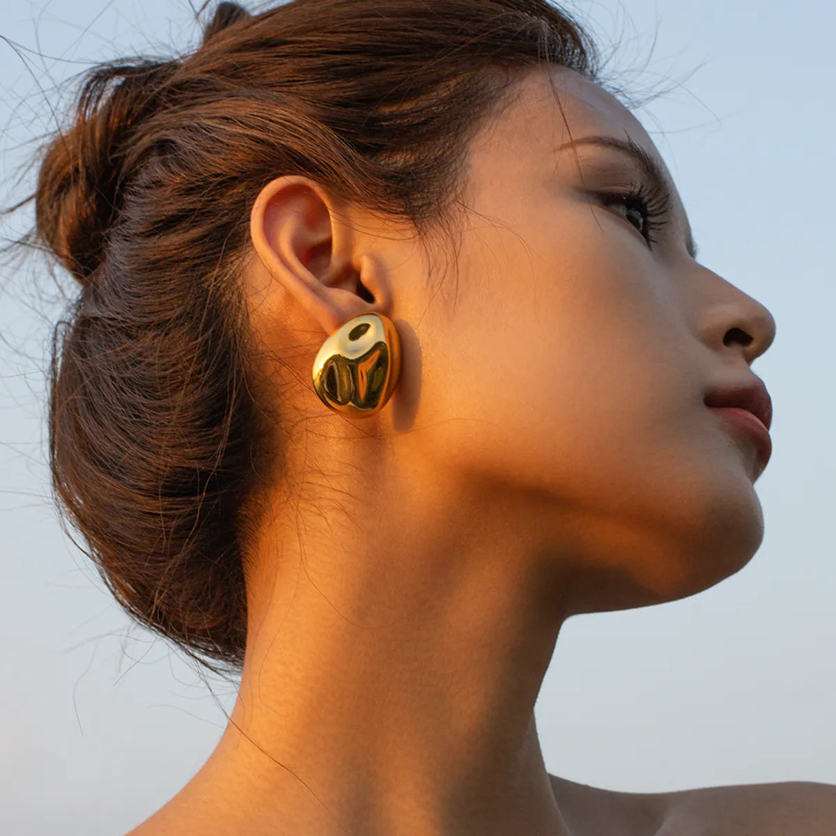 1 Pair Simple Style Classic Style Solid Color Plating Stainless Steel 18K Gold Plated Ear Studs