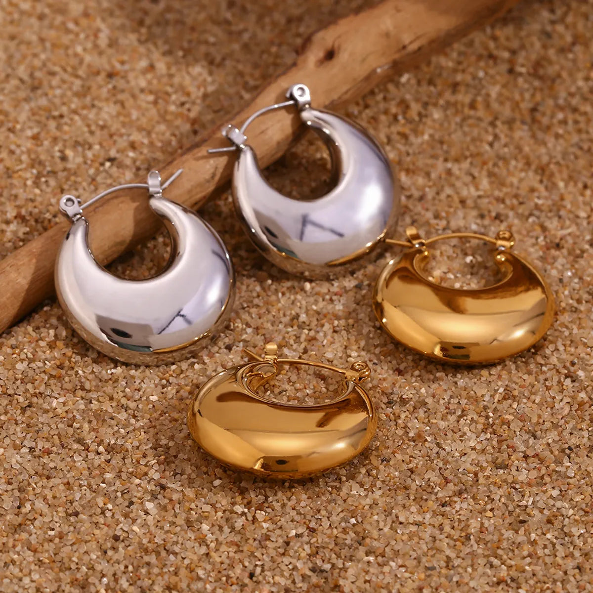 1 Pair Simple Style Classic Style Solid Color Plating Stainless Steel 18k Gold Plated Earrings