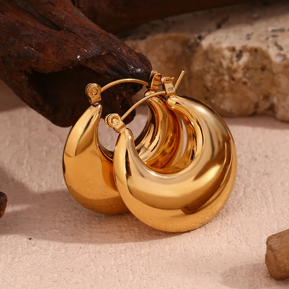 1 Pair Simple Style Classic Style Solid Color Plating Stainless Steel 18k Gold Plated Earrings