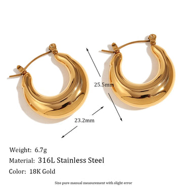 1 Pair Simple Style Classic Style Solid Color Plating Stainless Steel 18k Gold Plated Hoop Earrings