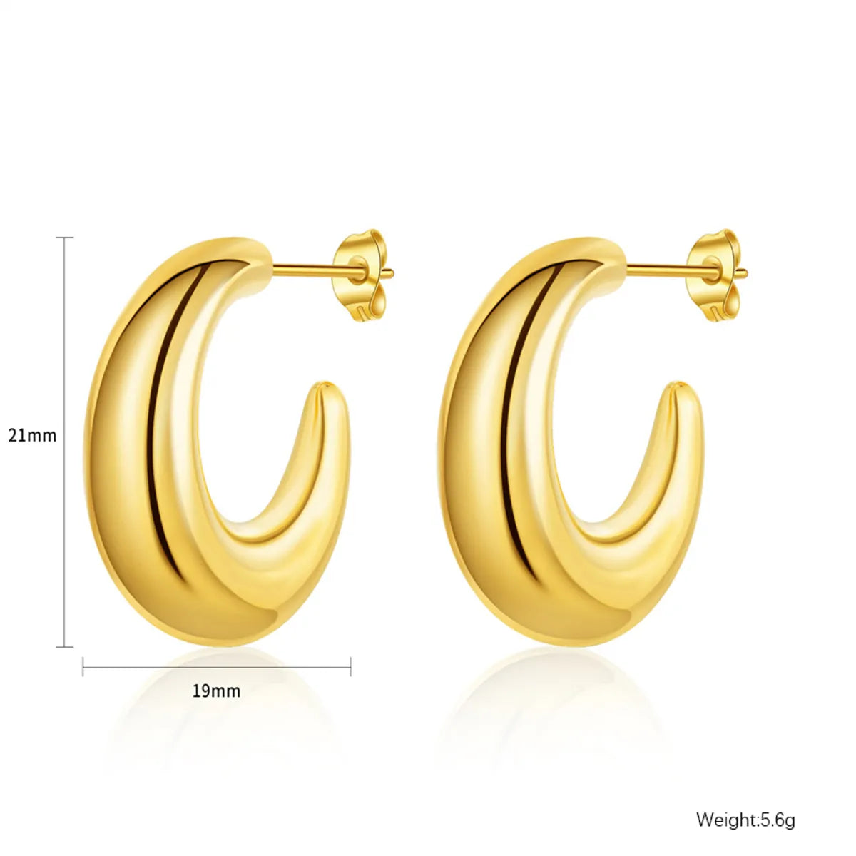 1 Pair Simple Style Classic Style Solid Color Plating Stainless Steel Gold Plated Ear Studs