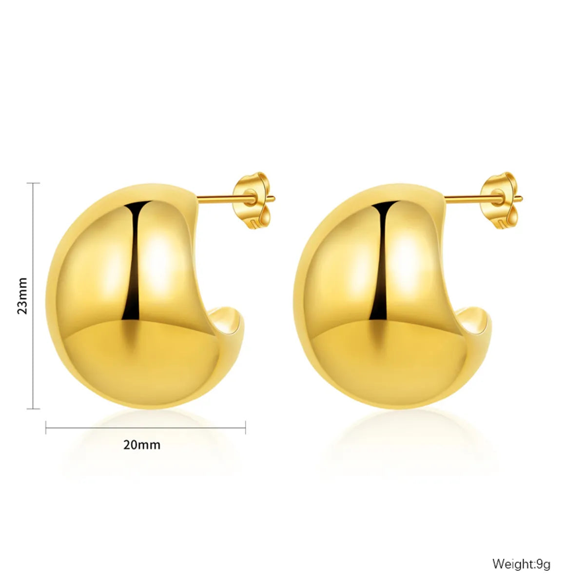 1 Pair Simple Style Classic Style Solid Color Plating Stainless Steel Gold Plated Ear Studs