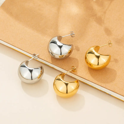 1 Pair Simple Style Classic Style Solid Color Plating Stainless Steel Gold Plated Ear Studs