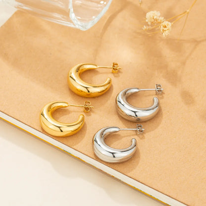 1 Pair Simple Style Classic Style Solid Color Plating Stainless Steel Gold Plated Ear Studs